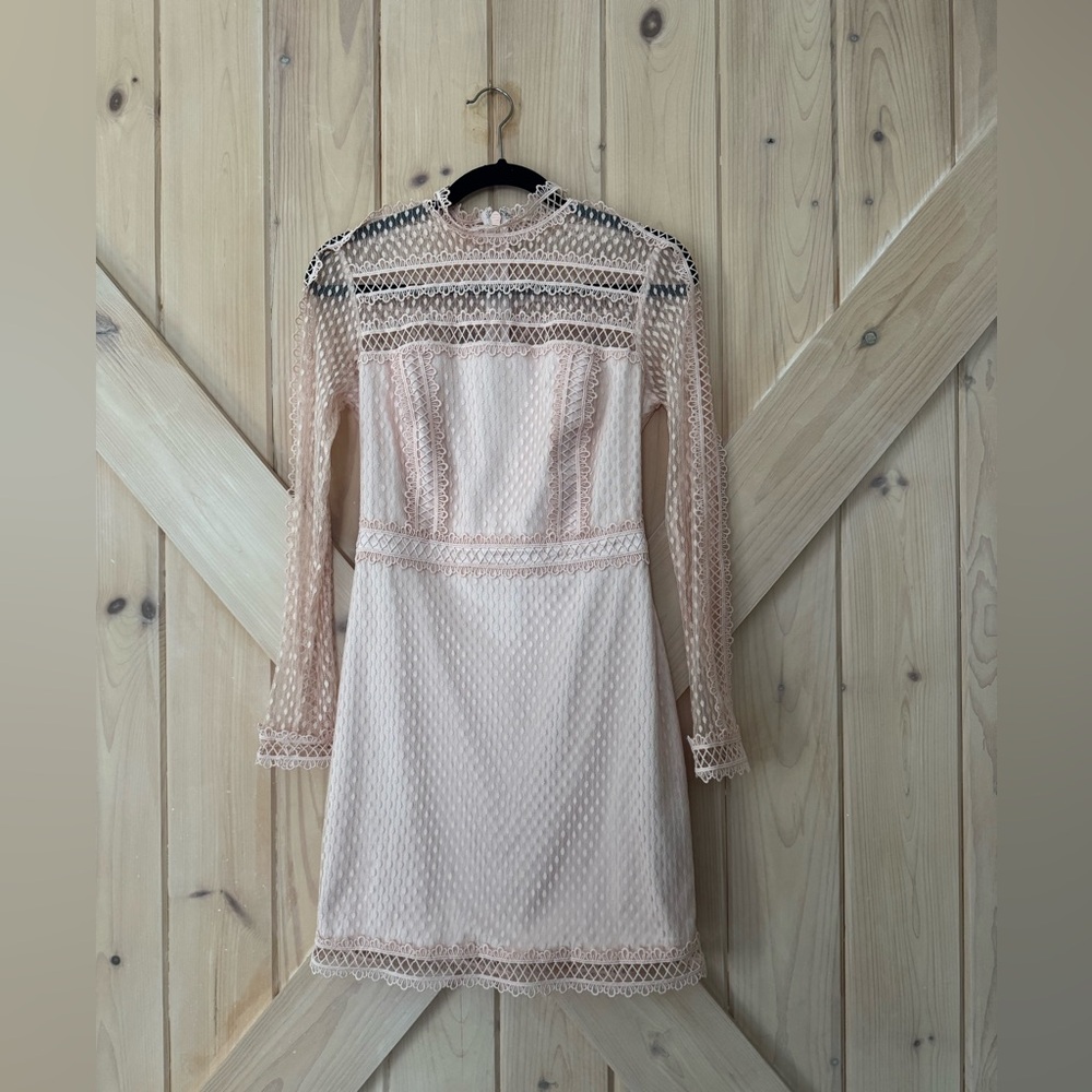 Bebe Lace Dress Nylon Blend Blush Pink Size 4